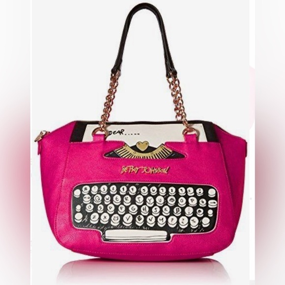 Betsey Johnson Handbags - Betsey Johnson Pink Typewriter Handbag. Rare Hard to find Collectors piece